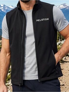 Peloton Stormtech Black Full Zip Performance Vest Men M Athleisure Gym Cycling